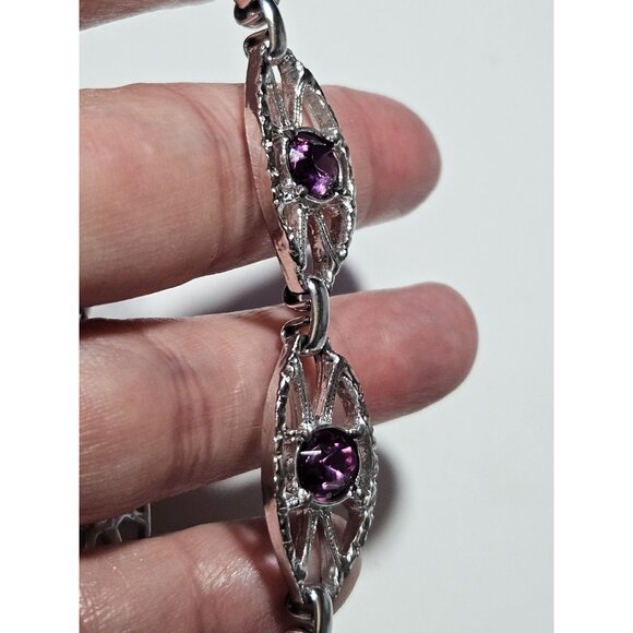 **Final Sale** Sarah Coventry silver tone and purple bracelet - Picture 3 of 12